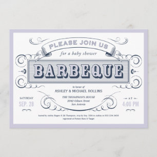Jungen-Baby-Dusche GRILLEN Einladungen