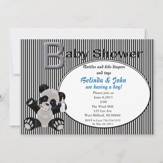 Jungen-Baby-Panda-Babyparty-Einladung Einladung (Vorderseite)