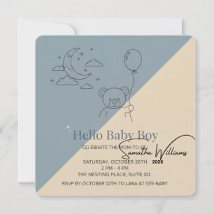 Jungen-Baby-Party-Einladung   Moderne Pastellfarbe Einladung