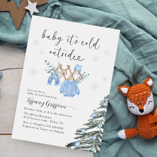 Jungen-Baby-Party Es ist kalt draußen Kleidung Einladung