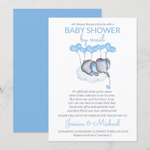 Jungen-Baby-Party per Post Blaue Elefant auf Wolke Einladung
