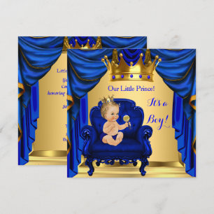 Jungen-Baby-Party Prinz königsblau Gold Blond Einladung