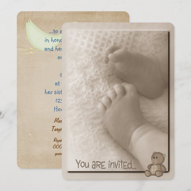 Jungen Babyparty Einladung (Vorne/Hinten)