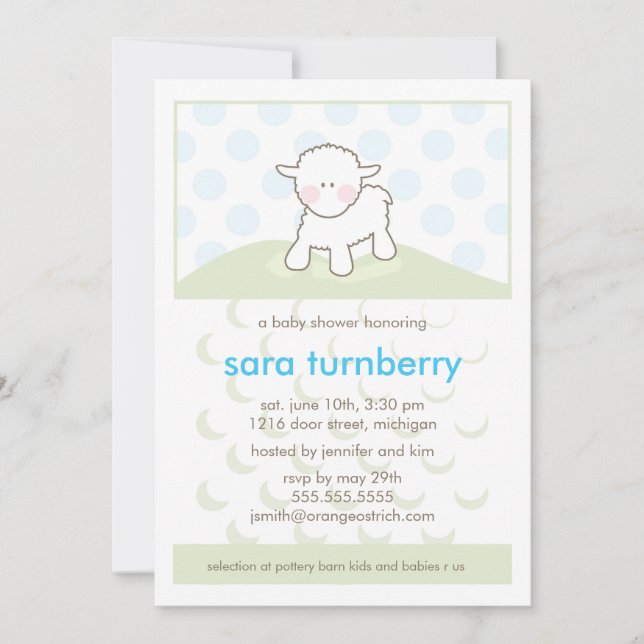 Jungen-Babyparty-Einladung - kleines Lamm Einladung (Vorderseite)