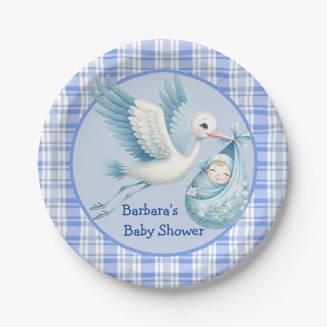 Jungen Babyparty Pappteller (Vorderseite)