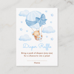 Jungen-Bär-Blauer-Ballon-Baby-Shower-Windel-Raffle Begleitkarte