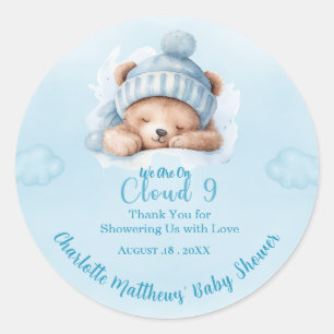 Jungen Bären Bär Cloud Nine 9  Babyparty Runder Aufkleber