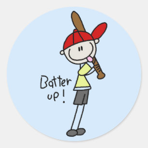 Jungen Baseball Batter Up T-Shirts und Geschenke Runder Aufkleber