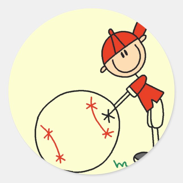 Jungen-Baseball fertigen T-Shirts und Geschenke Runder Aufkleber (Vorderseite)