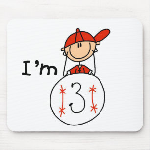 Jungen-Baseball Ich bin 3 T-Shirts und Geschenke Mousepad