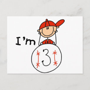 Jungen Baseball Ich bin 3 T-Shirts und Geschenke Postkarte