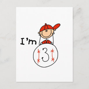 Jungen Baseball Ich bin 3 T-Shirts und Geschenke Postkarte