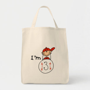 Jungen-Baseball Ich bin 3 T-Shirts und Geschenke Tragetasche