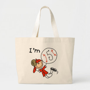 Jungen Baseball Ich bin 5 T-Shirts und Geschenke Jumbo Stoffbeutel