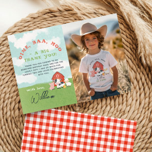 Jungen Bauernhof Barnyard Geburtstagsfoto Dankeskarte