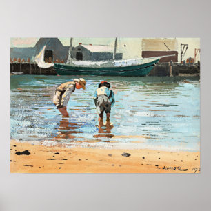 Jungen beim Waten, berühmtes Kunstwerk von Winslow Poster