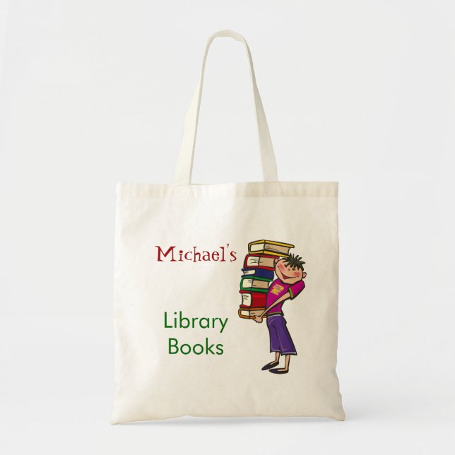 Jungen-Bibliotheks-Buch-Taschen-individueller Name Tragetasche (Vorne)