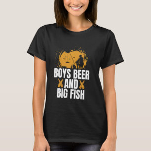 Jungen Bier und große Fische Eisangeln T-Shirt