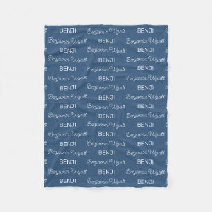 Jungen Blau Personalisierter Schriftname Fleecedecke
