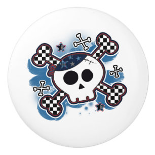 Jungen Blau Pirat Totenkopf Kreuzknochen Punk Komm Keramikknauf