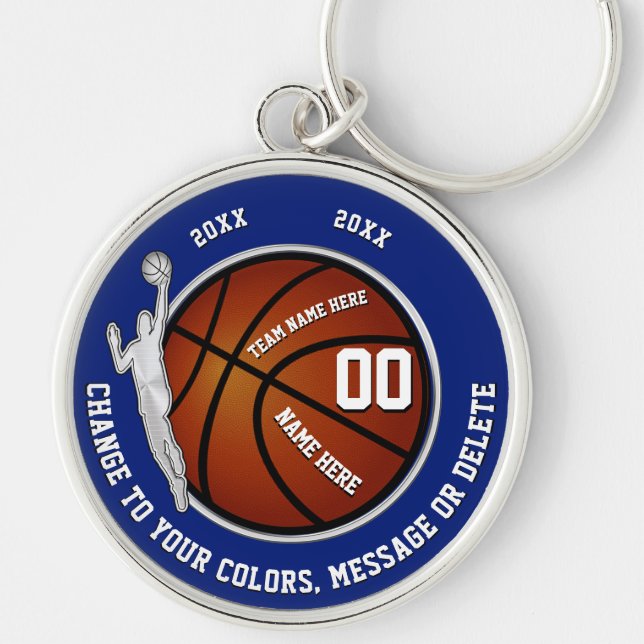 Jungen-blauer weißer Basketball-ältere Schlüsselanhänger (Vorne)
