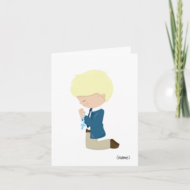 Jungen (Blonde Hair) Erste heilige Kommune Karte (Vorderseite)