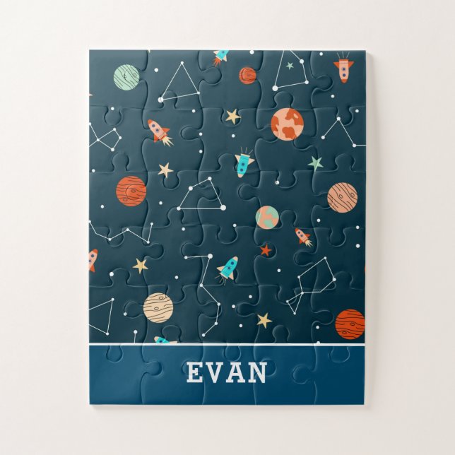Jungen Coole Weltraumplaneten Raketen Personalisie (Vertikal)