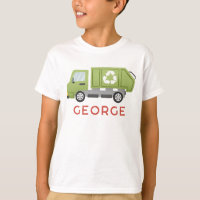 Jungen Cooler Grüner Müll Müllwagen Transport