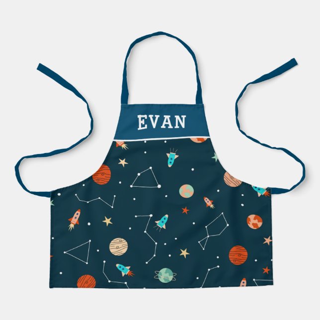 Jungen Cooler Individuelle Name für Weltraumgewerb Schürze (Vorderseite)