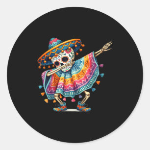 Jungen Dabbing Skelett Cinco De Mayo Party Sombrer Runder Aufkleber