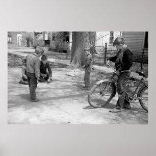 Jungen, die Marbles, Woodbine, Iowa, 1940 spielen Poster