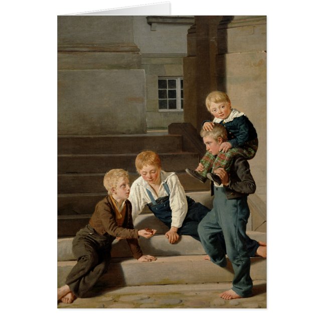 Jungen, die Würfel vor Christiansborg spielen (Vorne)