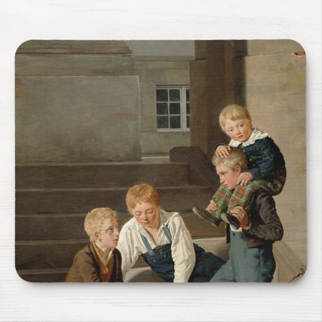 Jungen, die Würfel vor Christiansborg spielen Mousepad (Vorne)