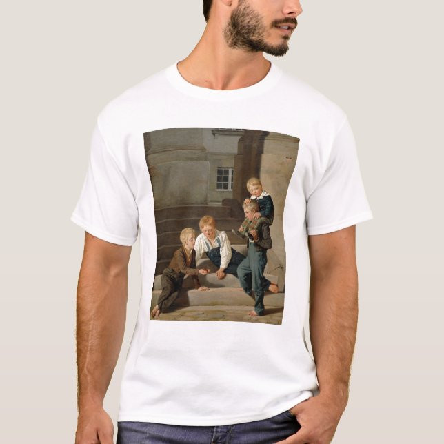 Jungen, die Würfel vor Christiansborg spielen T-Shirt (Vorderseite)
