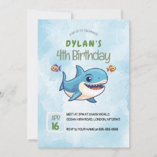 Jungen, die zum Geburtstag unter Meereshai Niedlic Einladung
