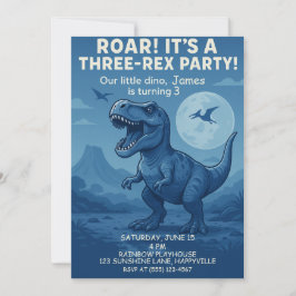 Jungen Dino-mite dritter Geburtstag - Drei-Rex-Par Einladung