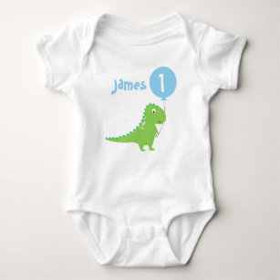 Jungen-Dinosaurier-Ballon-1. Geburtstags-Bodysuit Baby Strampler