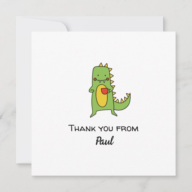 Jungen Dinosaurier danke Ihnen Aufkleber Gastgesch Einladung (Vorderseite)