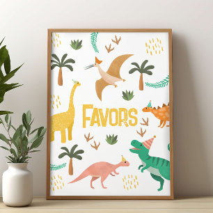 Jungen Dinosaurier-Party-Geschenk-Schild Poster