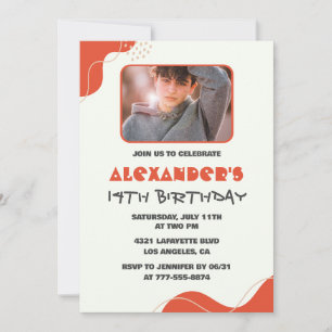 Jungen Einladungen zum 14. Geburtstag Modern Foto 