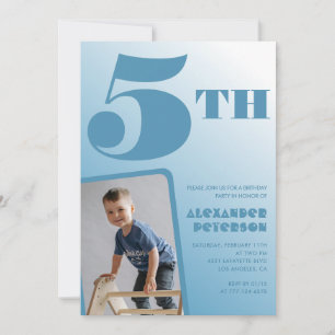 Jungen-Einladungen zum 5. Geburtstag Blau Foto Einladung