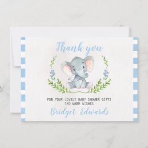 Jungen-Elefant danken Ihnen Babyparty-Karte Dankeskarte