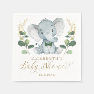 Jungen-Elefant kleine Herr-Grün-Babyparty Serviette