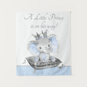 Jungen-Elefanten-Baby-Shower- Banner-Hintergrund Wandteppich