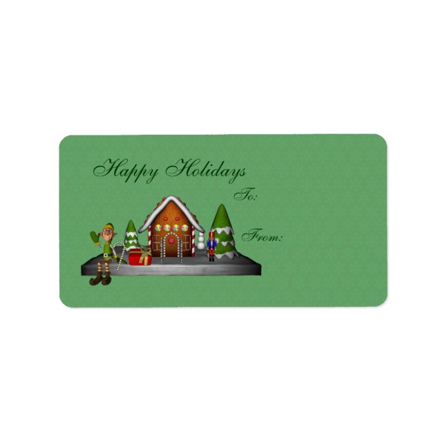 Jungen-Elf-Lebkuchen-Haus-Feriengeschenk-Umbau Adressaufkleber (Vorne)