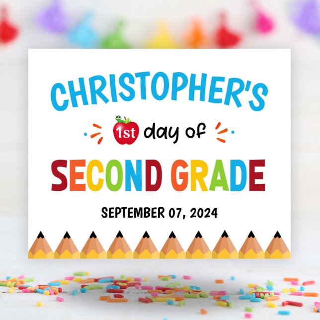 Jungen erster Schultag zweiter Klasse Poster (Boys First Day Of School Second Grade Poster)