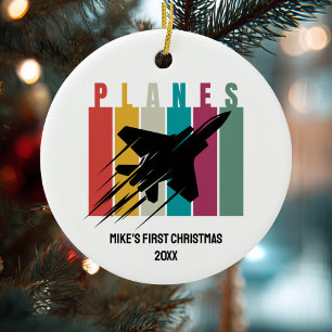 Jungen erstes Weihnachten Düsenjäger Flugzeug indi Keramik Ornament