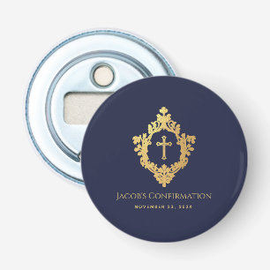 Jungen-Erstkommunion-Geschenke Navy Blau Faux Gold Flaschenöffner