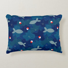 Jungen fischen blau dekokissen