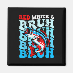 Jungen fischen Rot Weiß Und Bruh Amerikanische Fla Magnet